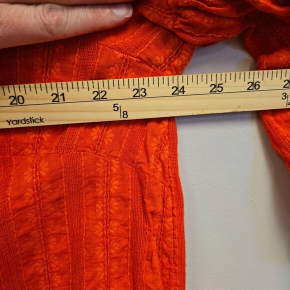 J. Jill Womens XL Orange Textured Cotton Button Front Blouse 3/4 Balloon Sleeves - Picture 9 of 10